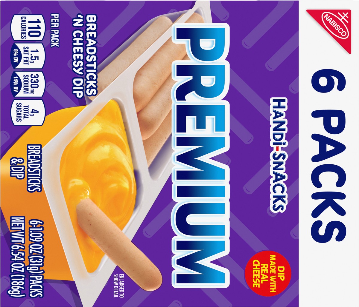 slide 5 of 9, Nabisco Premium Breadsticks N Cheesy Dip 6 - 1.09 oz Packs, 6 ct