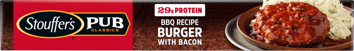 slide 11 of 14, STOUFFER'S Pub Classics BBQ Recipe Burger with Bacon Frozen Meal 12.5 oz., 12.5 oz