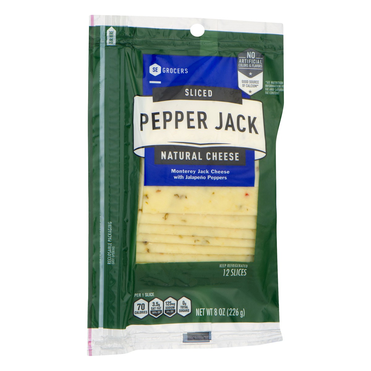 slide 6 of 10, SE Grocers Sliced Pepper Jack Natural Cheese, 12 ct; 8 oz