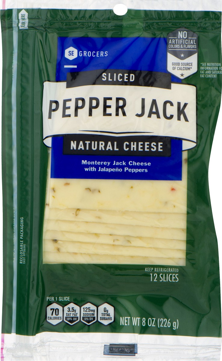 slide 10 of 10, SE Grocers Sliced Pepper Jack Natural Cheese, 12 ct; 8 oz