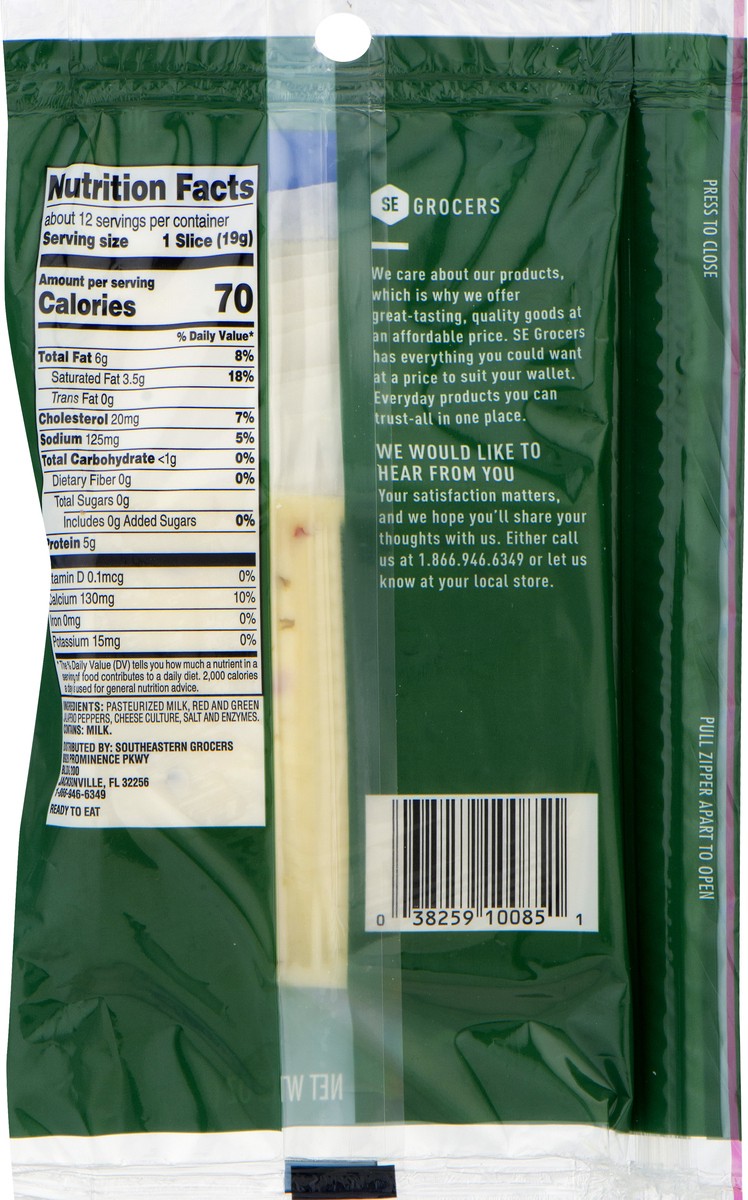 slide 9 of 10, SE Grocers Sliced Pepper Jack Natural Cheese, 12 ct; 8 oz