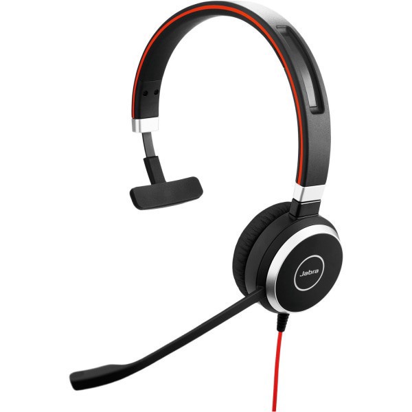 slide 1 of 3, Jabra EVOLVE 40 UC Headset - Mono - USB Type C - Wired - Over-the-head - Monaural - Supra-aural - Noise Canceling, 1 ct