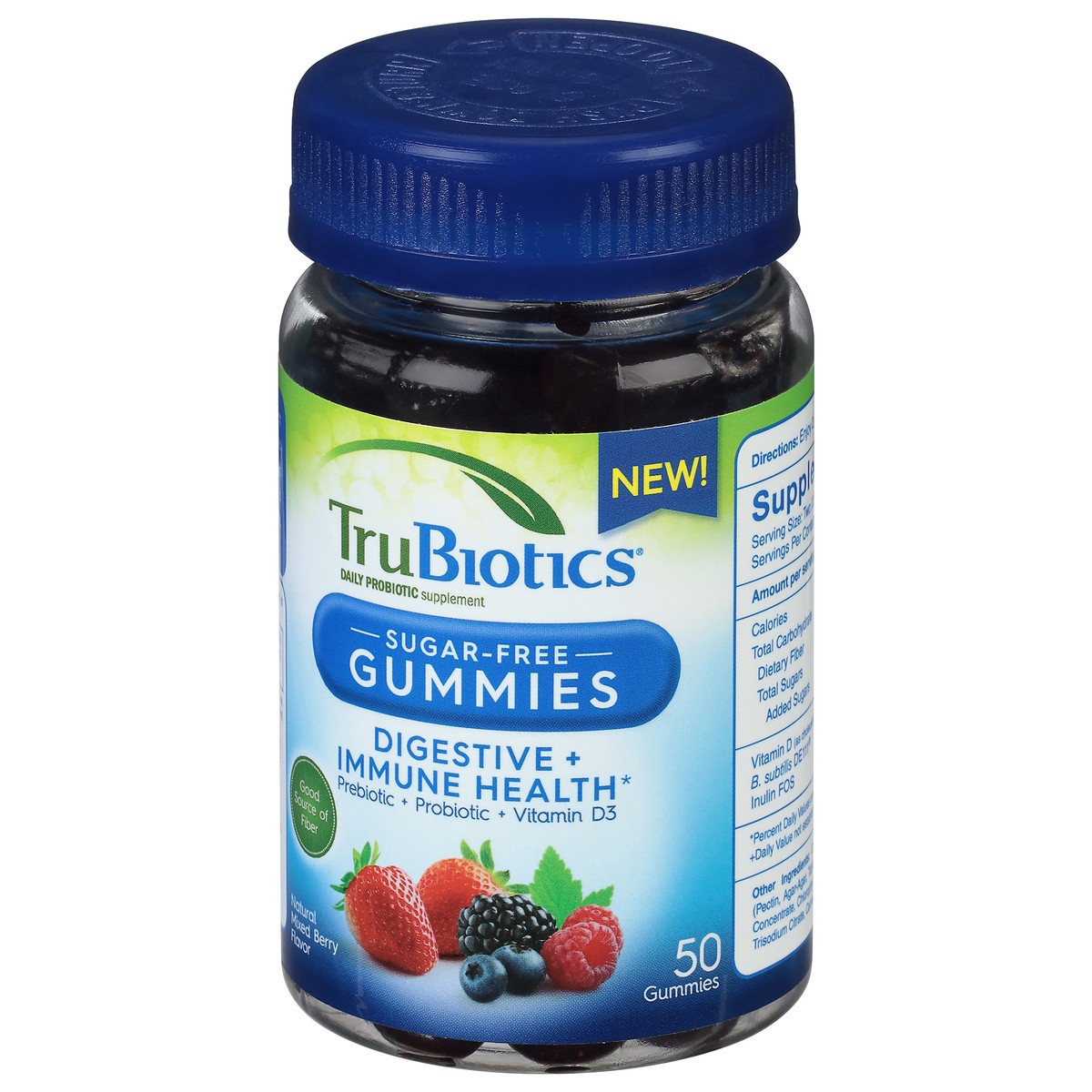 slide 3 of 9, TruBiotics Sugar-Free Natural Mixed Berry Flavor Digestive + Immune Health 50 Gummies, 50 ct