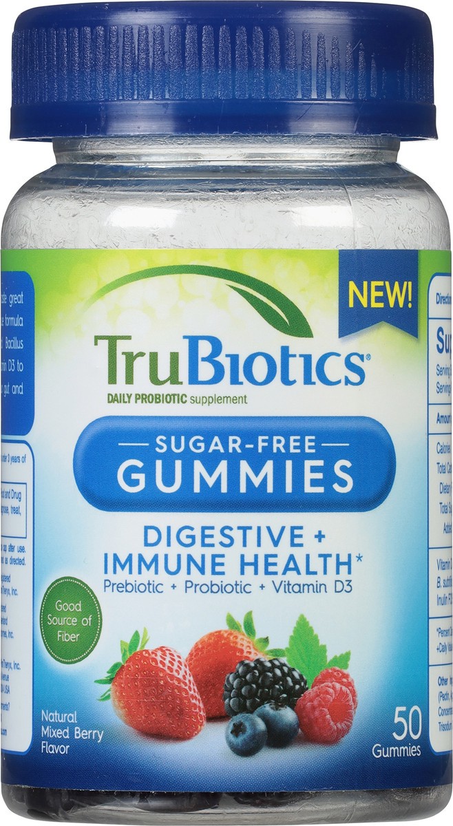 slide 6 of 9, TruBiotics Sugar-Free Natural Mixed Berry Flavor Digestive + Immune Health 50 Gummies, 50 ct