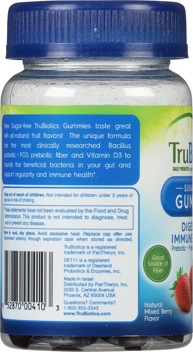 slide 7 of 9, TruBiotics Sugar-Free Natural Mixed Berry Flavor Digestive + Immune Health 50 Gummies, 50 ct