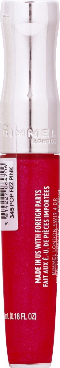 slide 7 of 11, COTY RIMMEL LONDON Rimmel Stay Glossy Lip Gloss - Non-Sticky and Lightweight Formula for Lip Color and Shine - 345 Pop Fizz Pink, .18oz, 0.18 oz