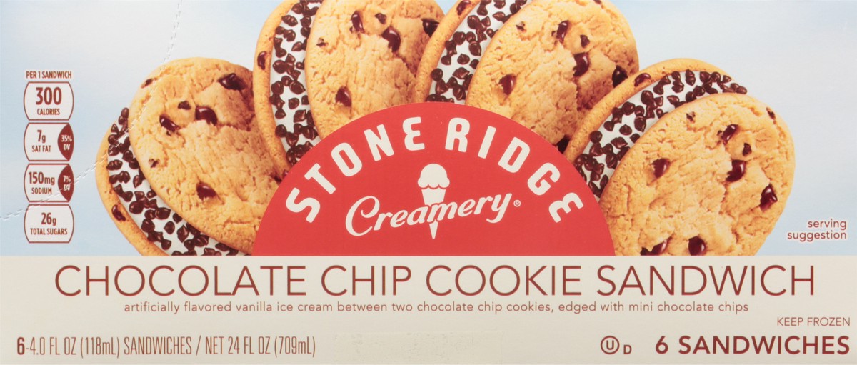 slide 10 of 14, Stone Ridge Creamery Chocolate Chip Cookie Sandwich 6 - 4 fl oz Sandwiches, 6 ct