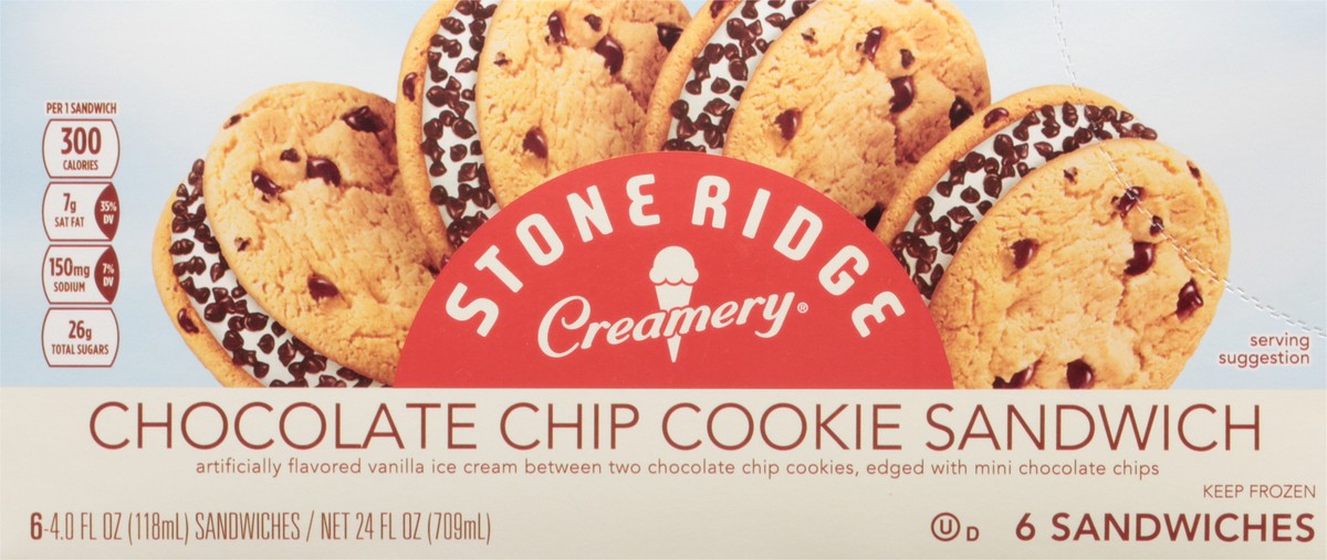 slide 6 of 14, Stone Ridge Creamery Chocolate Chip Cookie Sandwich 6 - 4 fl oz Sandwiches, 6 ct