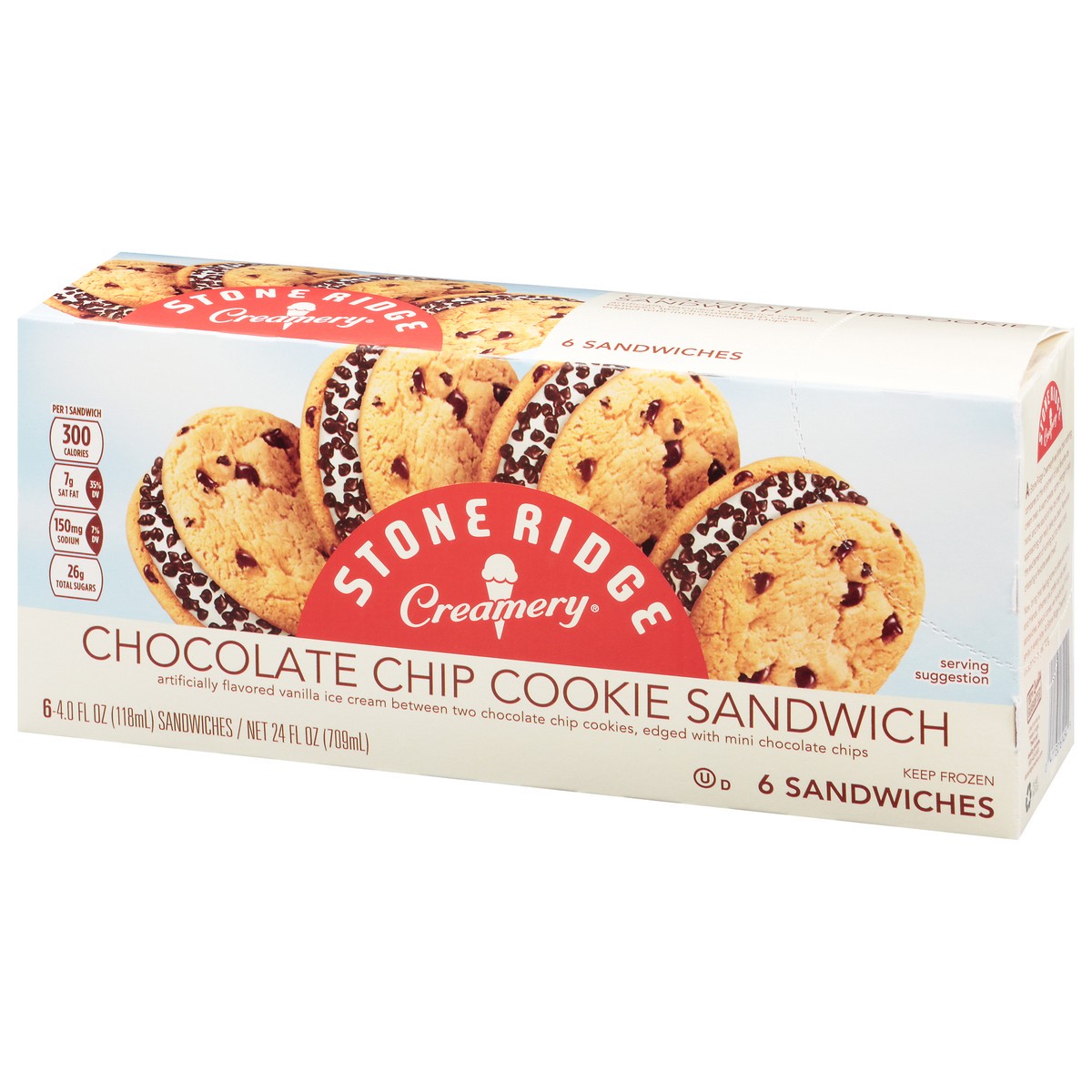 slide 13 of 14, Stone Ridge Creamery Chocolate Chip Cookie Sandwich 6 - 4 fl oz Sandwiches, 6 ct