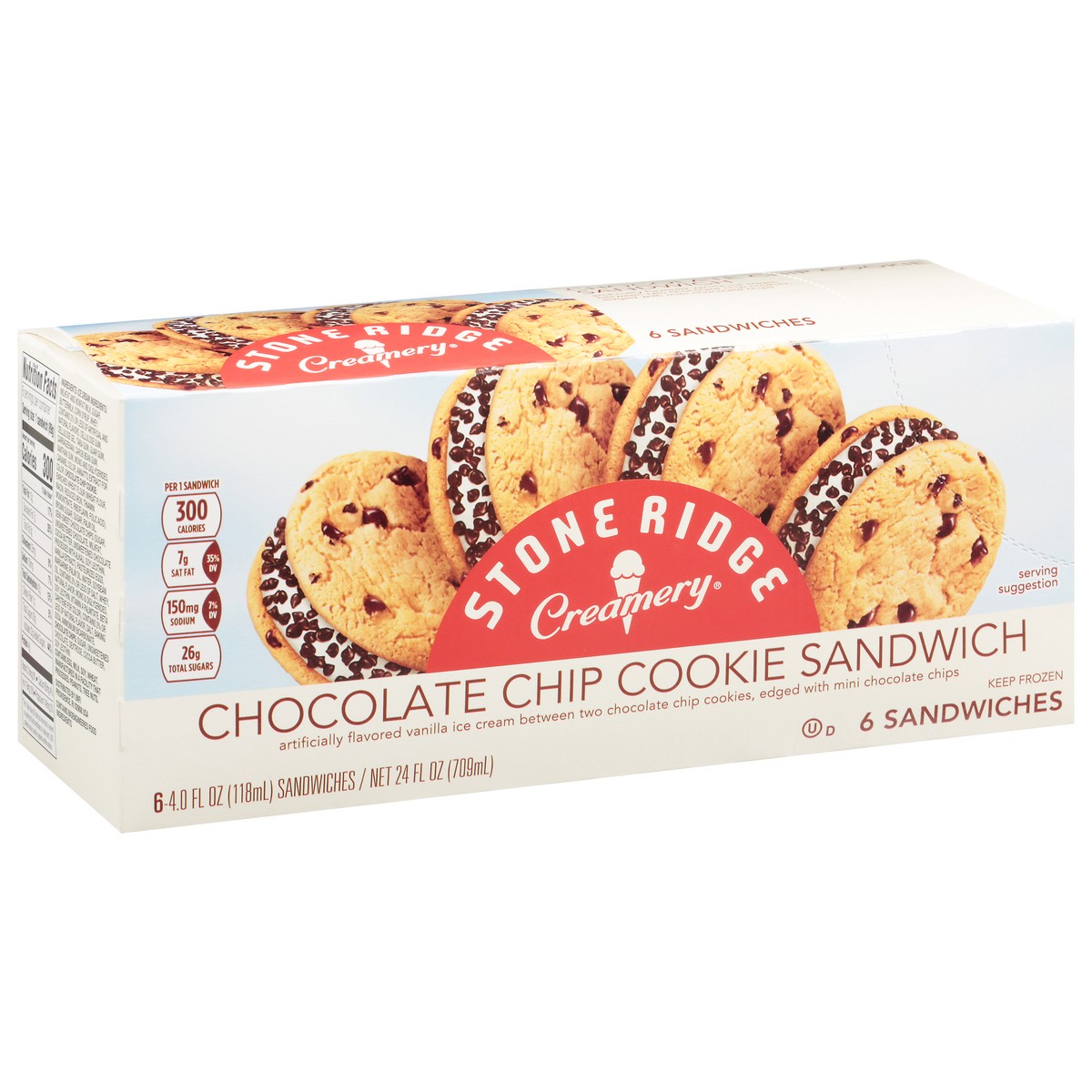 slide 5 of 14, Stone Ridge Creamery Chocolate Chip Cookie Sandwich 6 - 4 fl oz Sandwiches, 6 ct