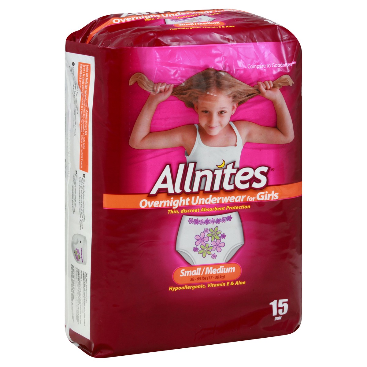 slide 10 of 11, Allnites For Girls Overnight Small/Medium Underwear 15 ea, 15 ct