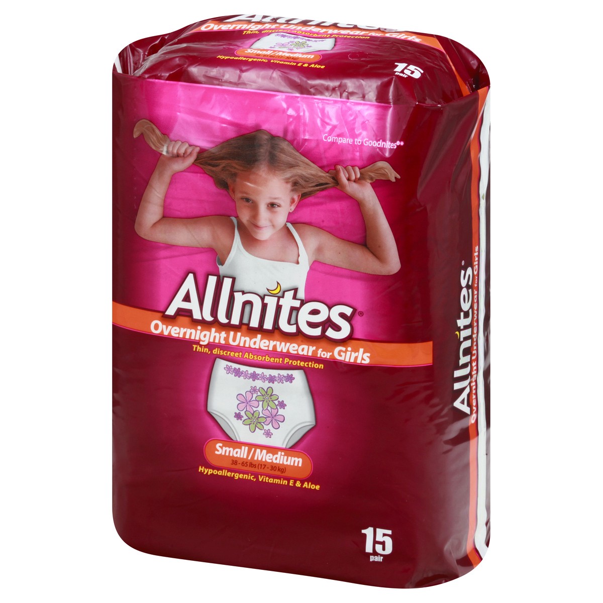 slide 7 of 11, Allnites For Girls Overnight Small/Medium Underwear 15 ea, 15 ct