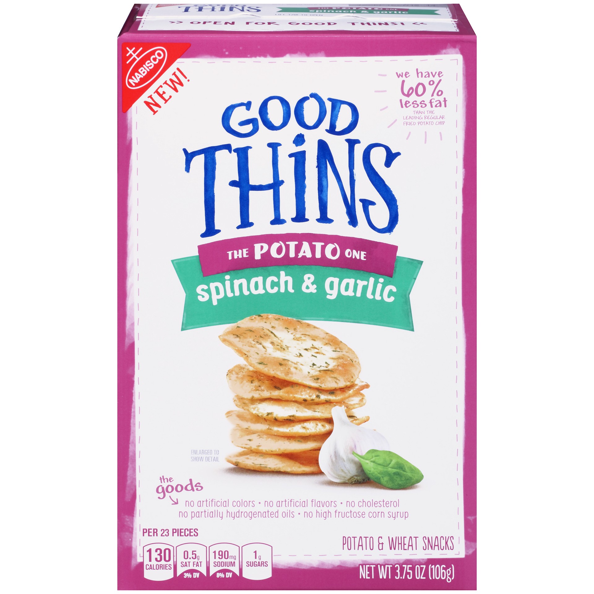 slide 1 of 5, 3.75Z Good Thins Spnch & Grlc, 3.75 oz