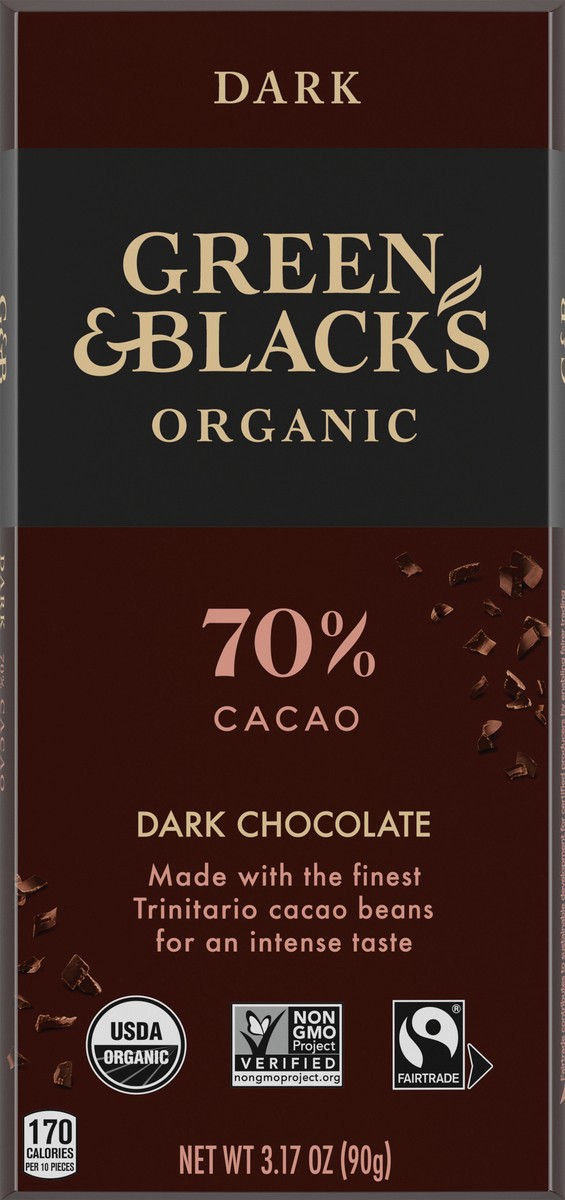 slide 8 of 9, Green Blacks Green & Black's Organic Dark Chocolate Bar, 70% Cacao, 3.17 oz, 3.17 oz