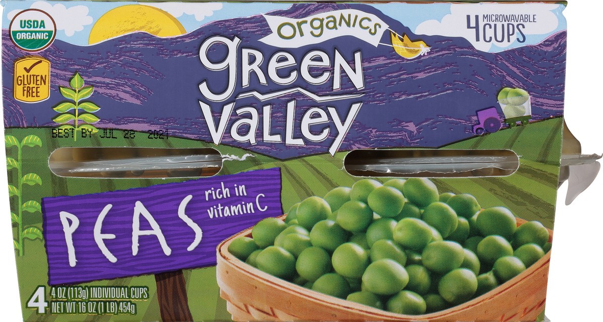 slide 2 of 10, Green Valley Organics Organics Peas, 4 oz Cups, 4-Pack, 4 ct