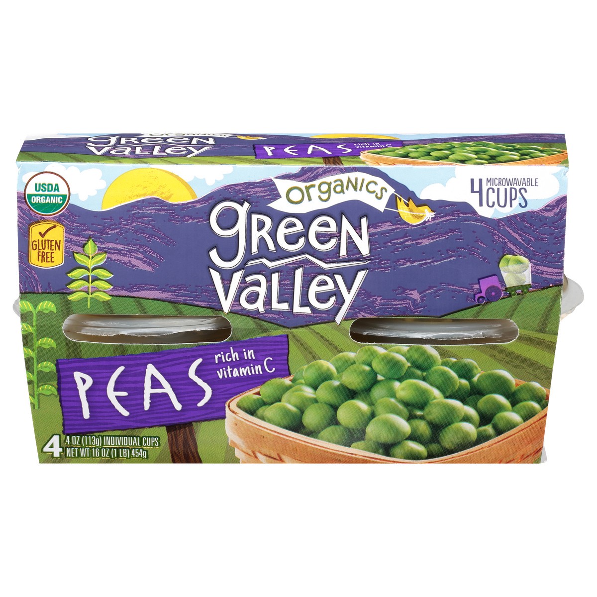 slide 10 of 10, Green Valley Organics Organics Peas, 4 oz Cups, 4-Pack, 4 ct