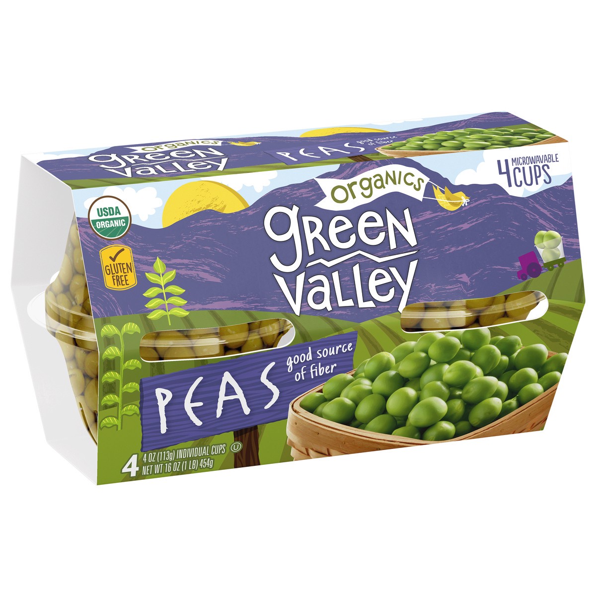 slide 1 of 10, Green Valley Organics Organics Peas, 4 oz Cups, 4-Pack, 4 ct