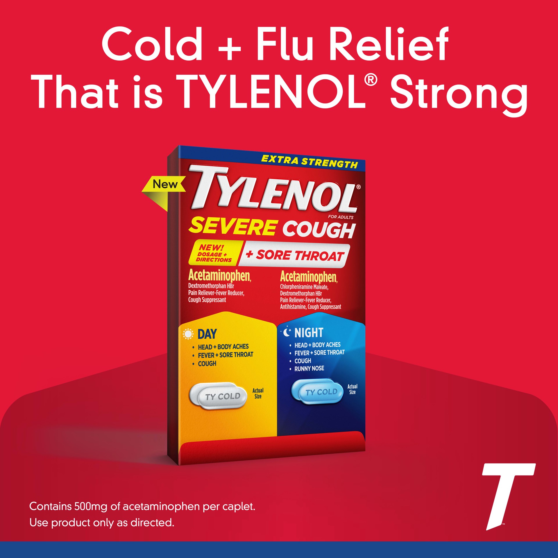 slide 7 of 9, Tylenol Extra Strength Tylenol Severe Cough + Sore Throat Day/Night, 24 Count, 24 ct