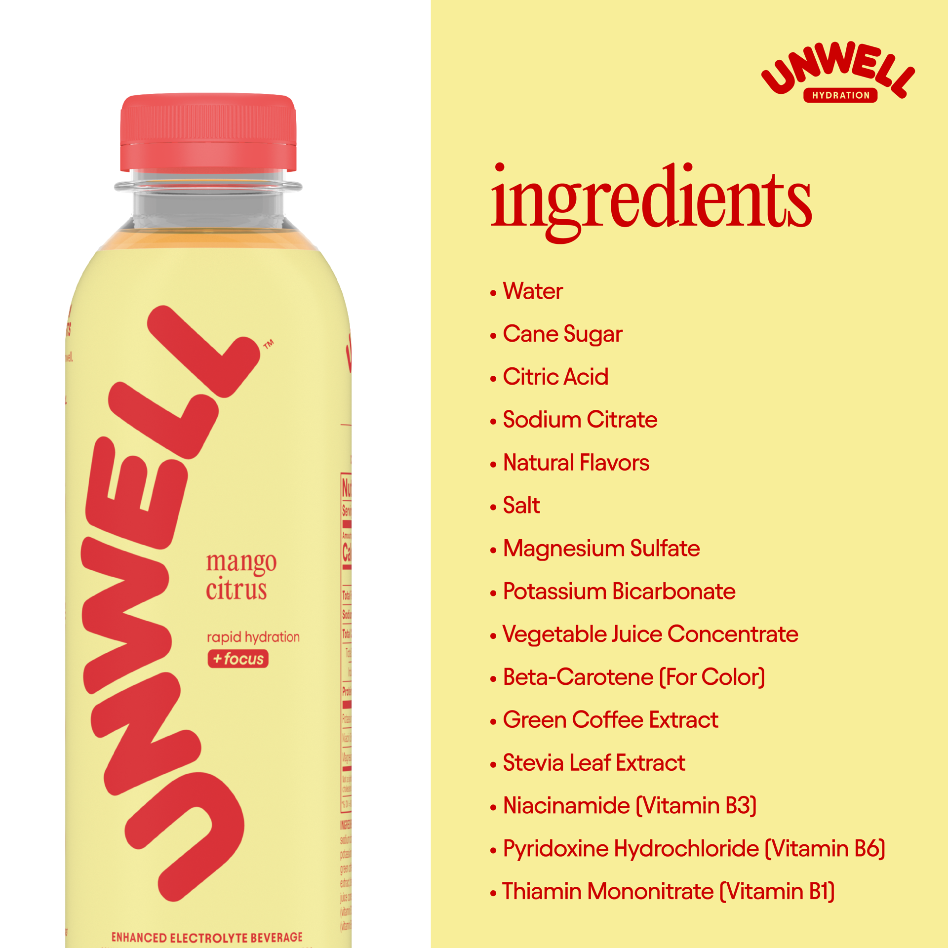 slide 7 of 7, Unwell Hydration Electrolyte Drink for Rapid Hydration + Focus – Mango Citrus, 16.9 fl oz