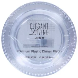 Elegant Living 10 Inches Premium Plastic Dinner Plates 20 ea