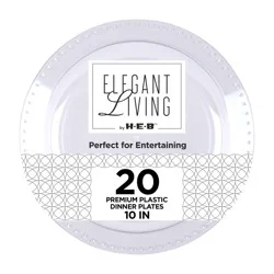 Elegant Living 10 Inches Premium Plastic Dinner Plates 20 ea