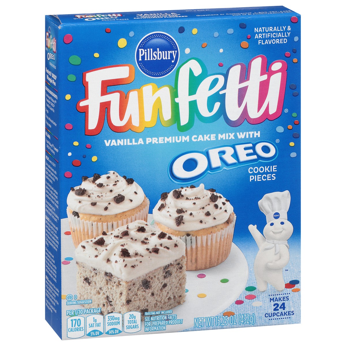 slide 9 of 9, Pillsbury Funfetti Premium Vanilla Cake Mix with Oreo Cookie Pieces 15.25 oz, 15.25 oz