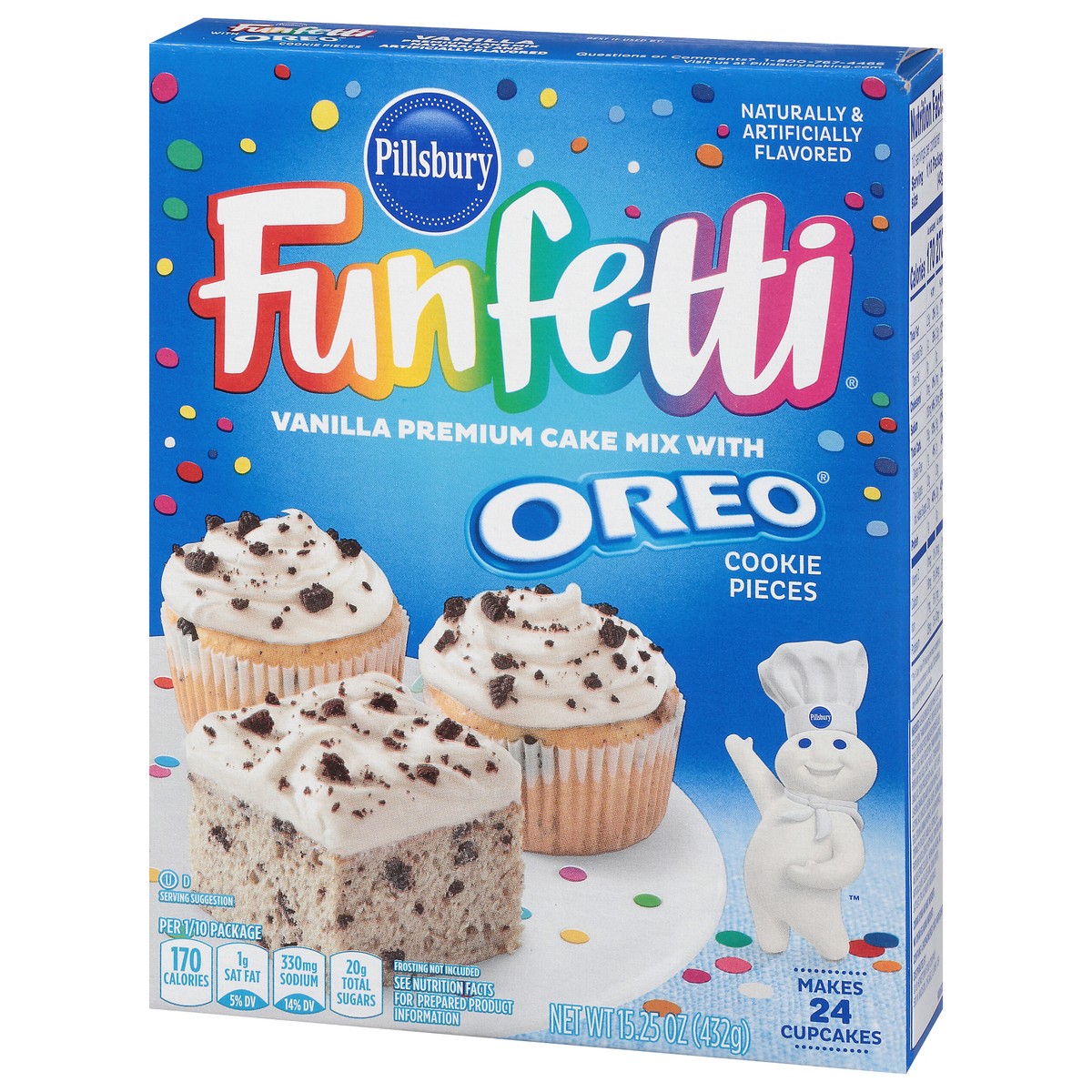 slide 6 of 9, Pillsbury Funfetti Premium Vanilla Cake Mix with Oreo Cookie Pieces 15.25 oz, 15.25 oz