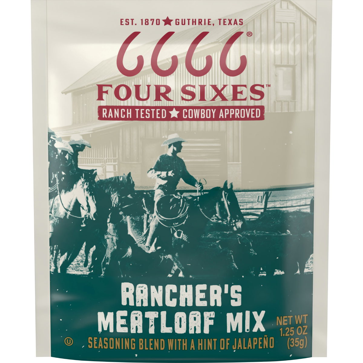 slide 1 of 5, Four Sixes Ranchers Meatloaf Mix Seasoning Blend 1.25 oz, 1.25 oz