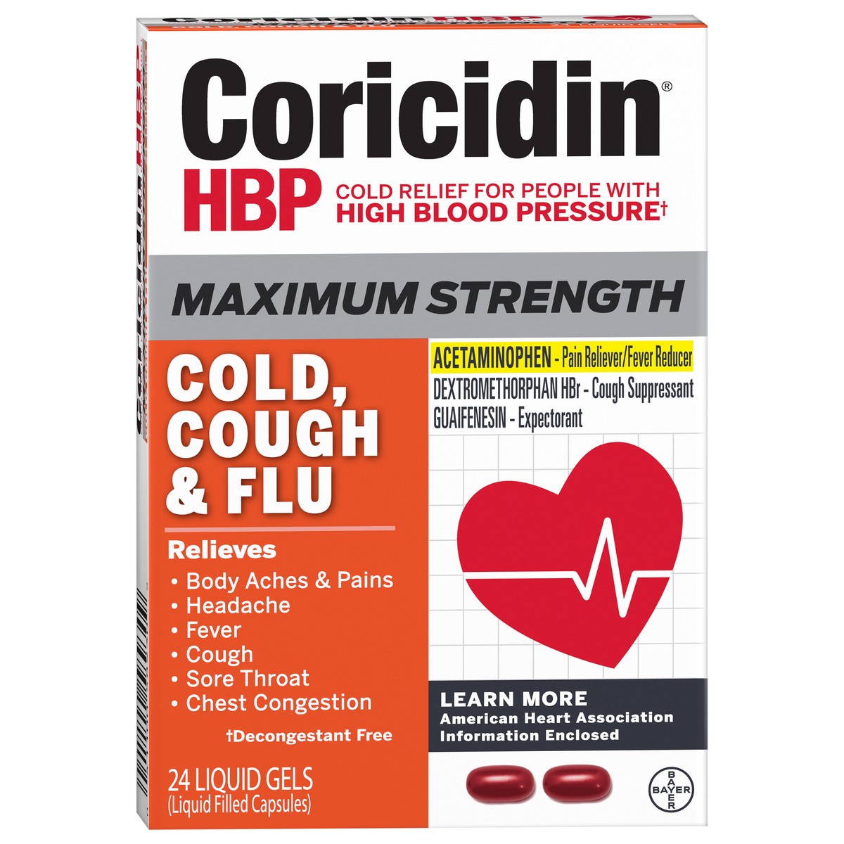 slide 2 of 8, CORICIDIN Max Strength Liquid Gels, 24 ct