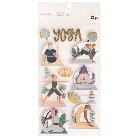 slide 1 of 5, Yoga Dimensional Stickers By Recollections, 3.88 in x 7.25 in