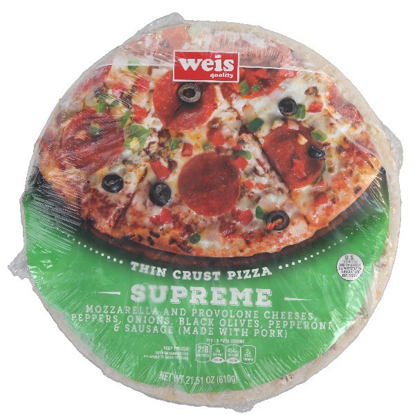 slide 1 of 1, Supreme Thin Pizza, 21.51 oz