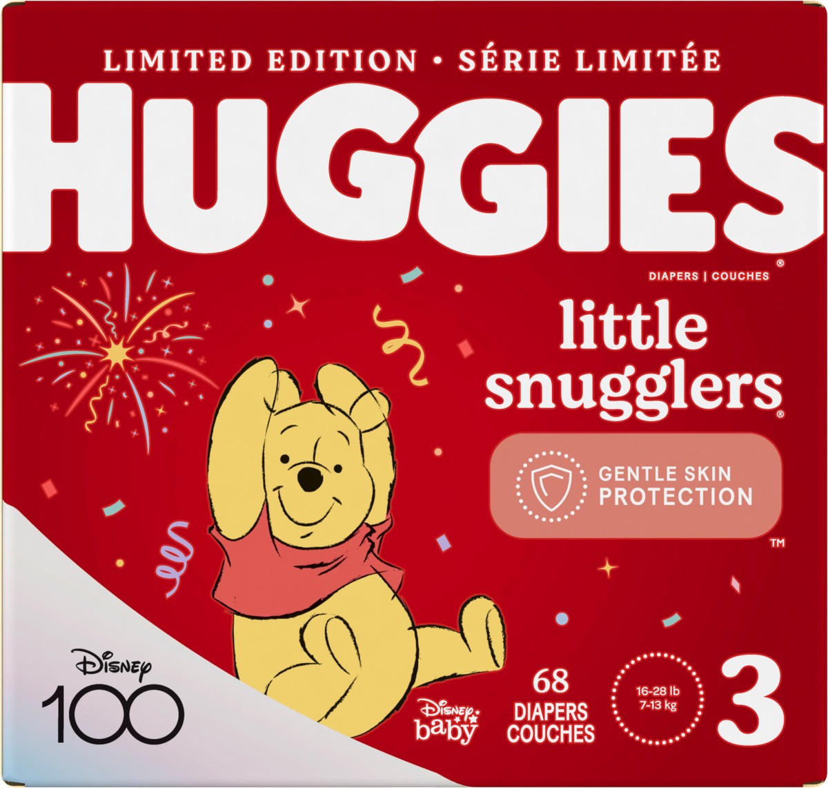 slide 8 of 9, Huggies Little Snugglers Baby Diapers, Size 3 (16-28 lbs), 68 Ct, 68 ct