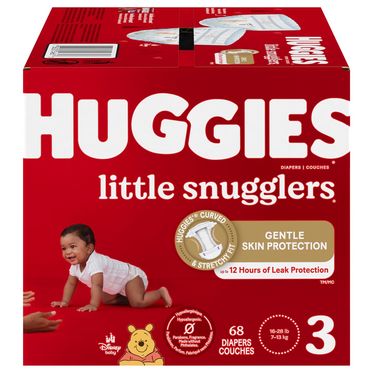 slide 1 of 9, Huggies Little Snugglers Baby Diapers, Size 3 (16-28 lbs), 68 Ct, 68 ct