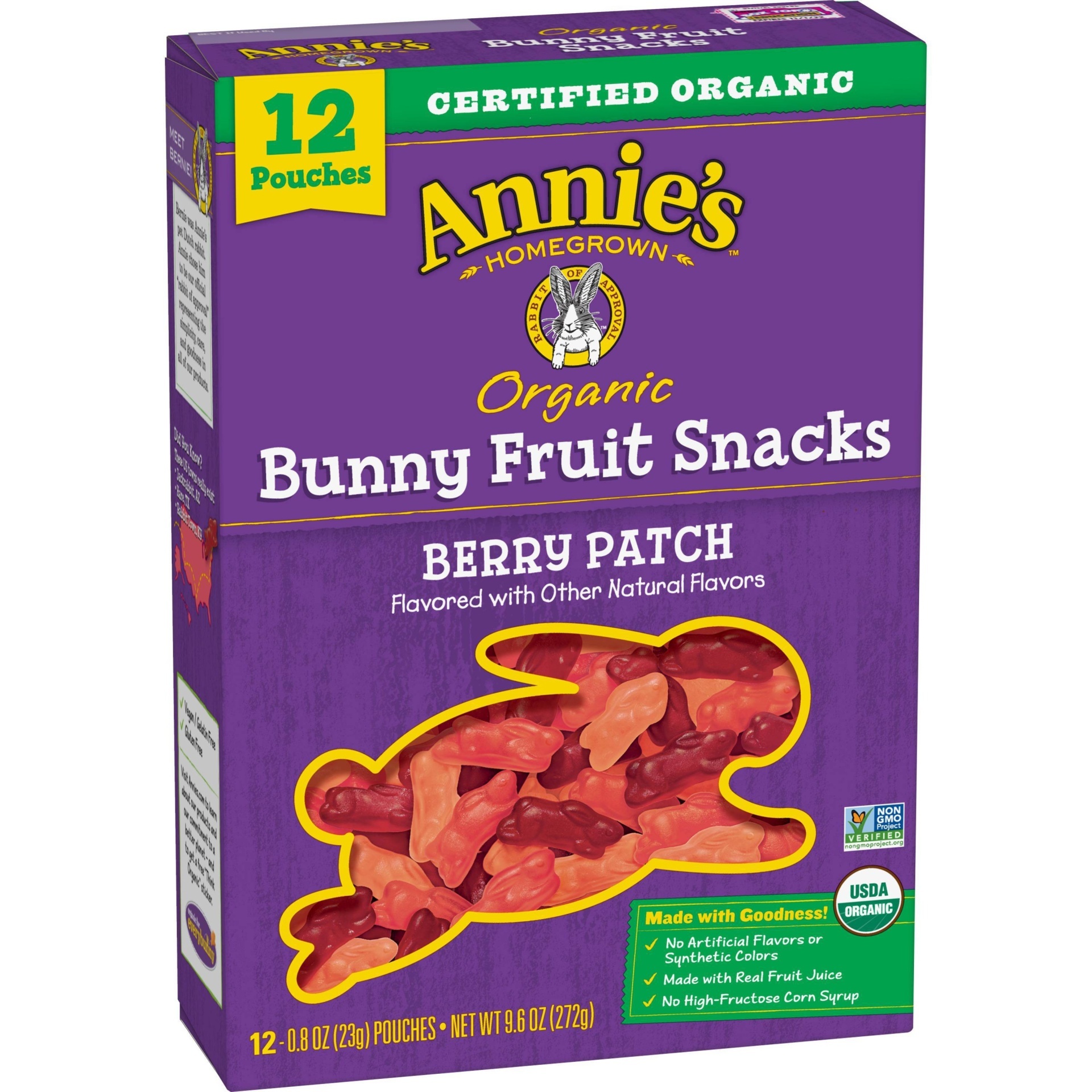 slide 1 of 1, Annie's Organic Berry Patch Bunny Fruit Snacks, 12 ct; 0.8 oz