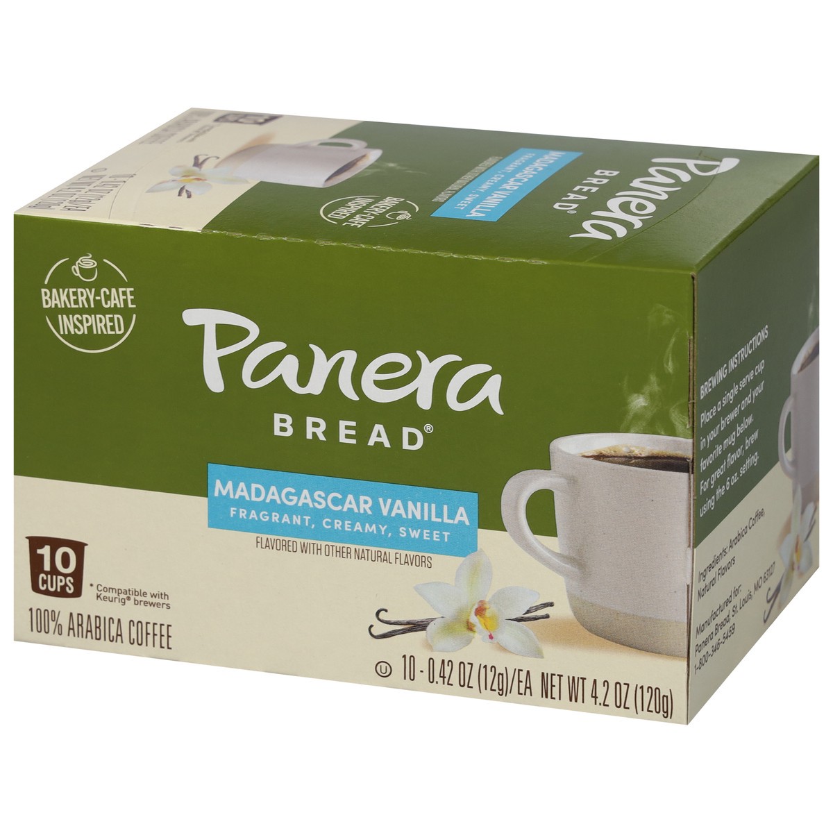slide 9 of 9, Panera Bread 100% Arabica Madagascar Vanilla Coffee 10 - 0.42 oz Cups, 10 ct