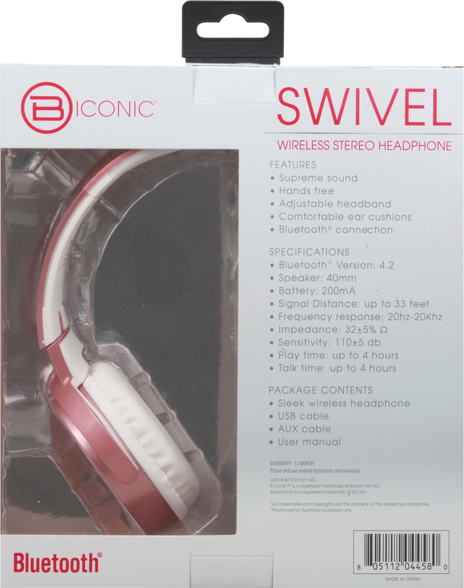 slide 9 of 11, B Iconic Swivel Wireless Bluetooth Stereo Headphone 1 ea, 1 ct