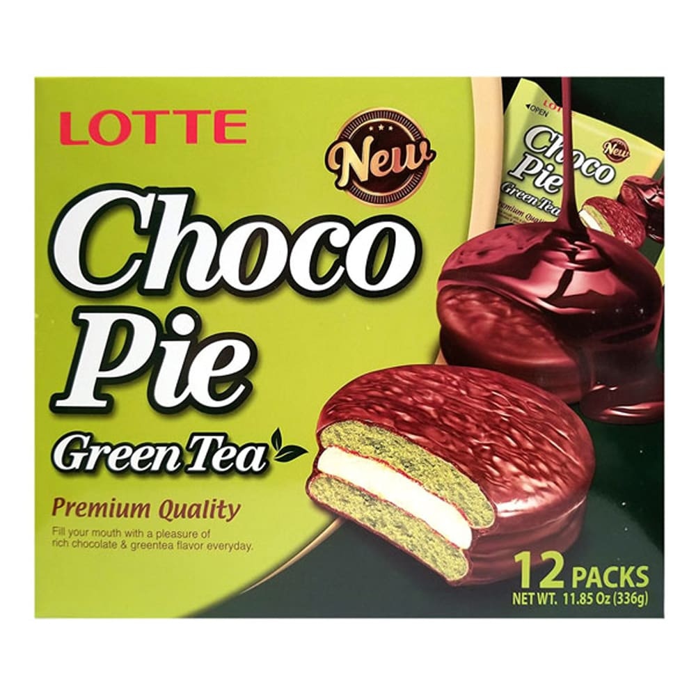 slide 1 of 1, Lotte Choco Pie Green Tea, 12 ct; 11.85 oz