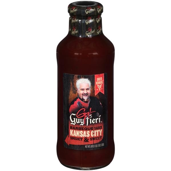 slide 1 of 1, Guy Fieri Kansas City Smoky & Sweet Barbeque Sauce, 19 oz