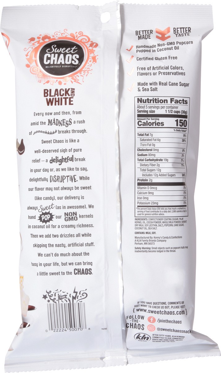 slide 9 of 9, Sweet Chaos Drizzled Black and White Popcorn 5.5 oz, 5.5 oz