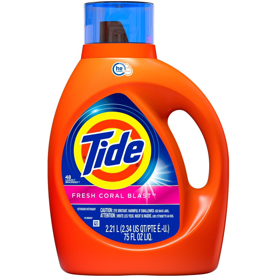 slide 1 of 1, Tide Ultra Oxi Fresh Coral Blast Liquid Laundry Detergent, 75 oz