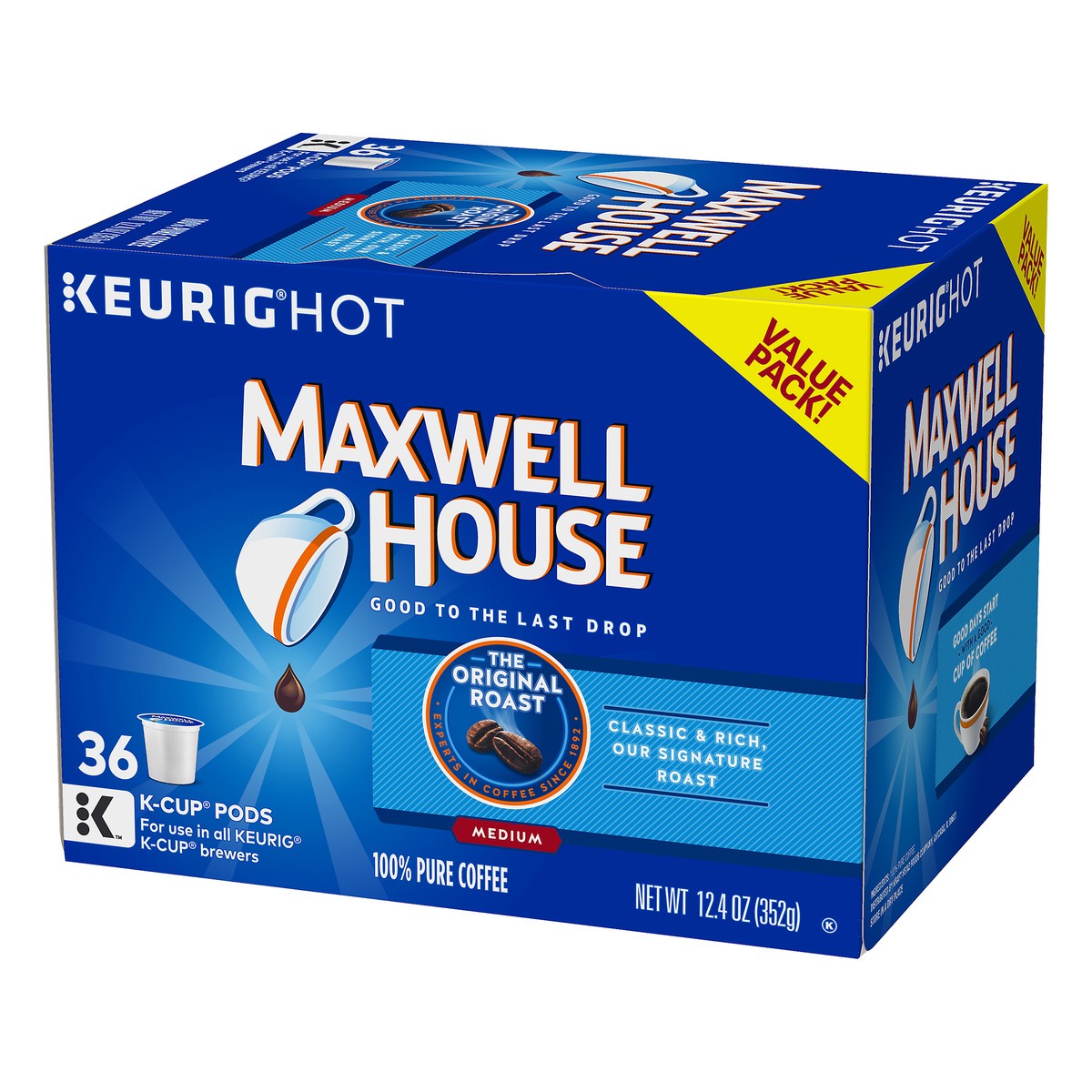 slide 3 of 9, Maxwell House Original Medium Roast Ground Coffee - Keurig K-Cups, 36 ct