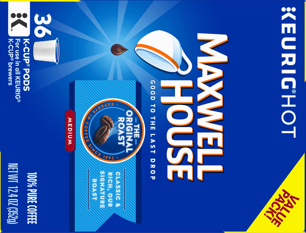 slide 5 of 9, Maxwell House Original Medium Roast Ground Coffee - Keurig K-Cups, 36 ct