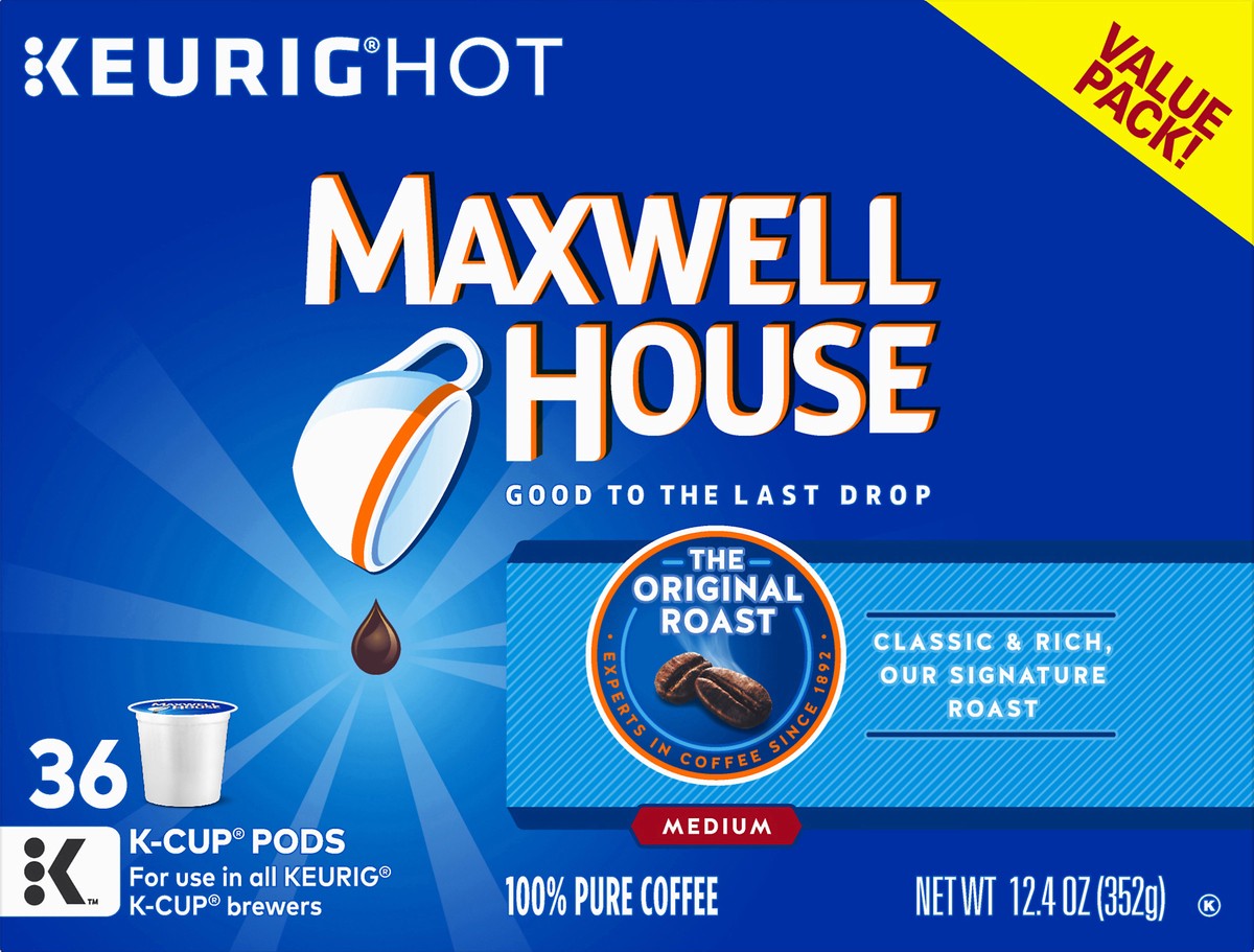 slide 8 of 9, Maxwell House Original Medium Roast Ground Coffee - Keurig K-Cups, 36 ct