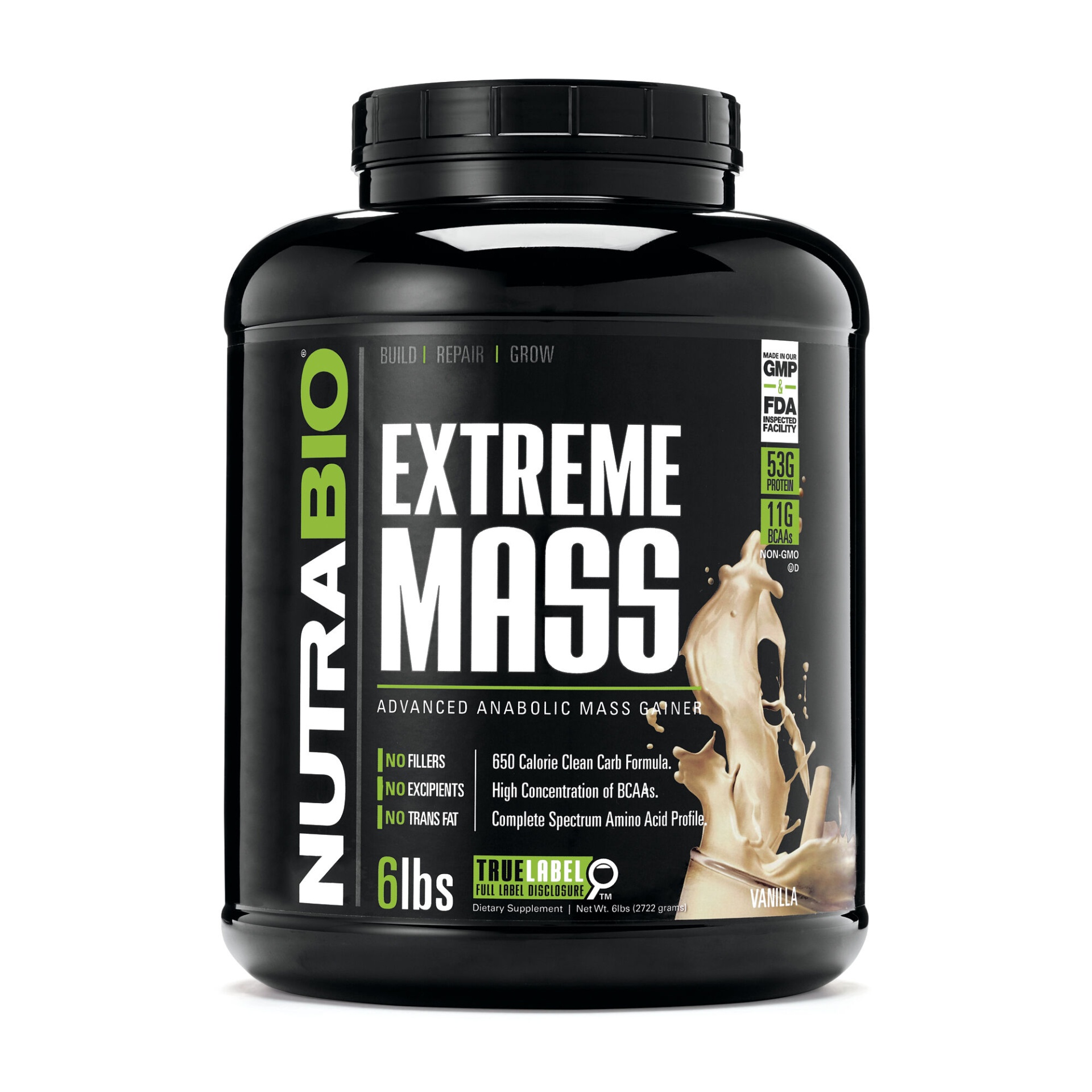 slide 1 of 1, NutraBio Extreme Mass - Vanilla, 6 lb