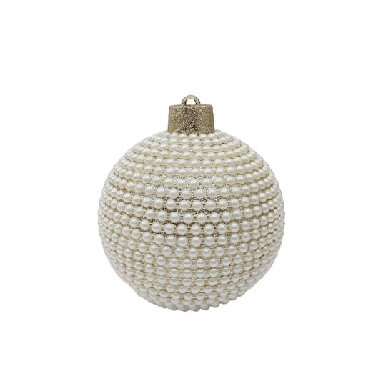 slide 1 of 1, 9" White & Gold Pearl Ball Ornament Tabletop Decor By Ashland, 8 in x 8 in x 9 in