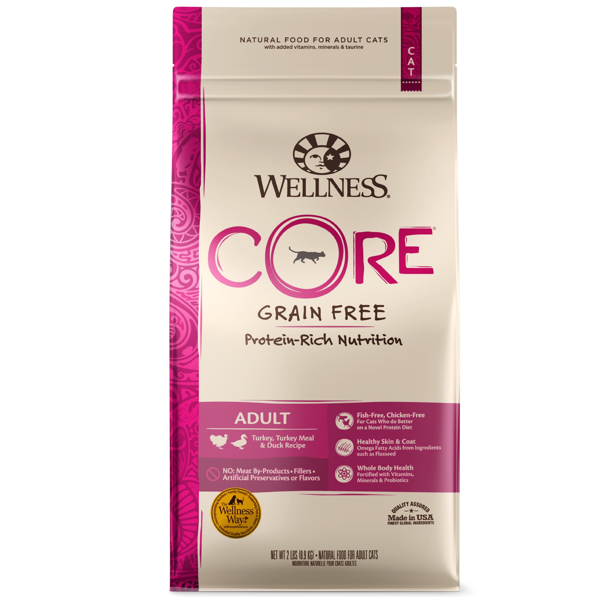 slide 1 of 5, Wellness CORE Grain-Free Turkey, Turkey Meal & Duck Formula Dry Cat Food, 2 Pound Bag, 2 lb