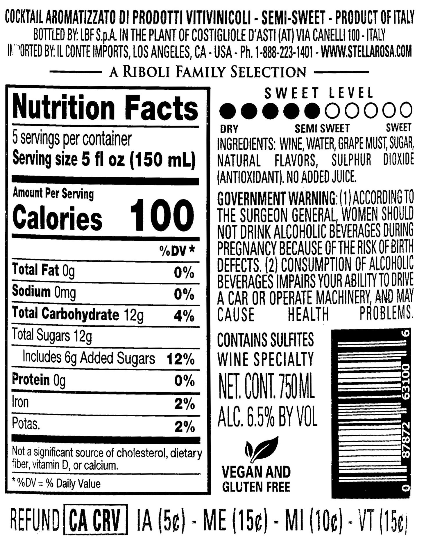 slide 6 of 6, Stella Rosa Sparkling Cranberry Semi-Sweet Rose Wine 750ml, 750 ml