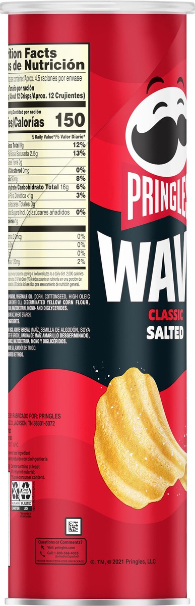 slide 2 of 3, Pringles Wavy Pringles Potato Crisps Chips, Classic Salted, 4.5 oz, 4.5 oz