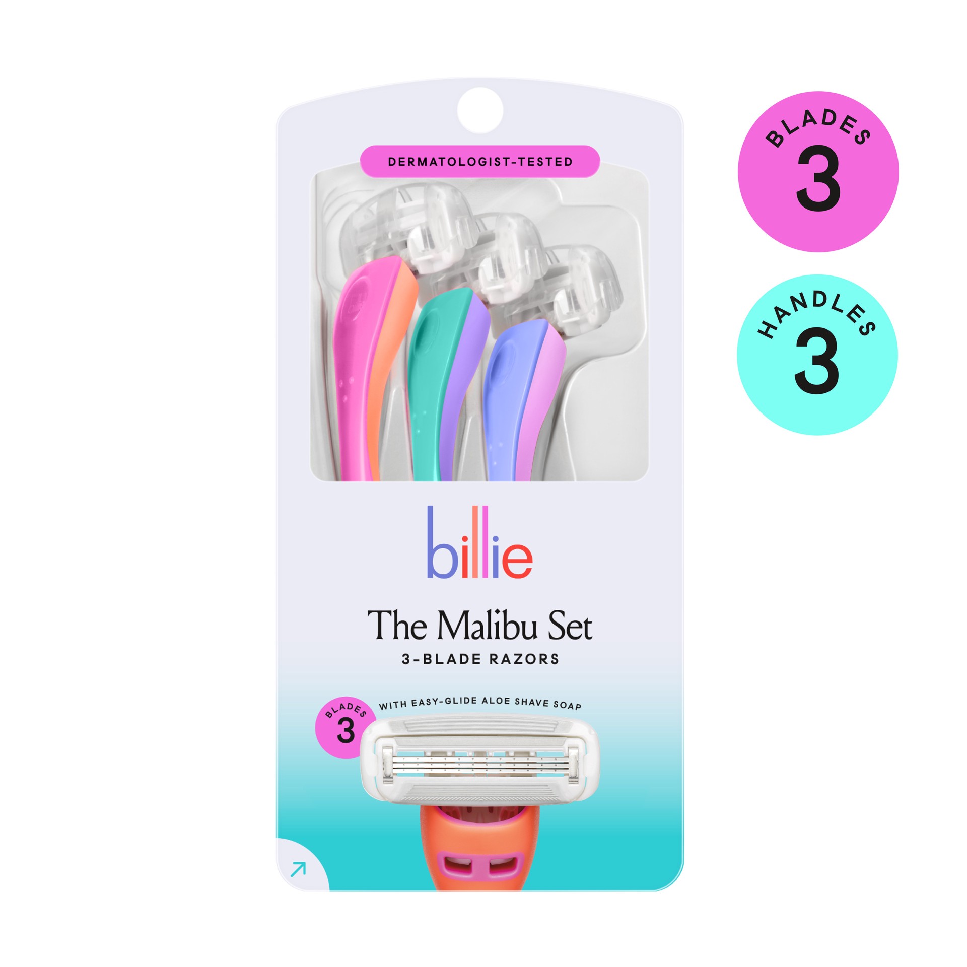 slide 2 of 10, Billie The Malibu Set Disposable Razor, 3 Ct, 3 ct