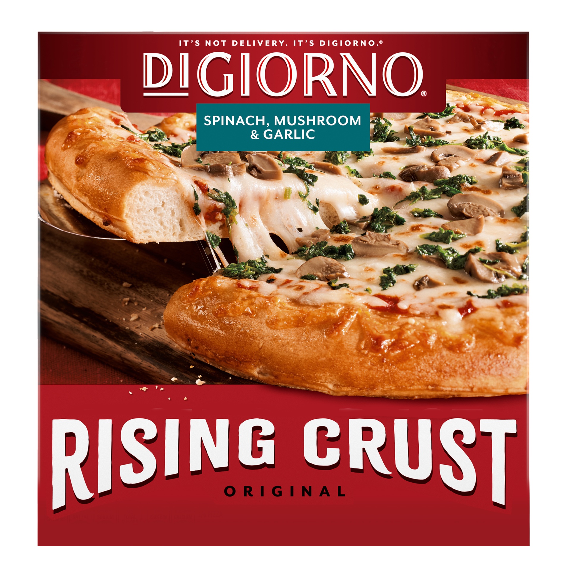 slide 2 of 6, DiGiorno Original Rising Crust Spinach, Mushroom & Garlic Frozen Pizza, 30.3 oz